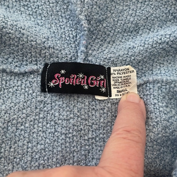 Spoiled Girl Blue Textured Sleeveless Top with Cowl Neckline. Small - Picture 4 of 5